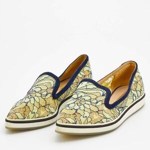 Nicholas Kirkwood Green Lace Suede Trim Alona Pointed Toe Platform loafer size 8